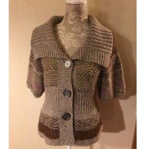 FREE PEOPLE Big Collar Big Button Heavy Knit Sweater Sz Medium